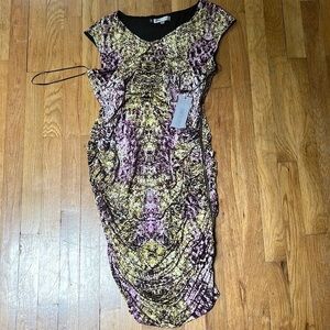 NWT Jennifer Lopez Purple and Yellow Dress Size L